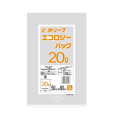 オリーブ本舗オリジナル【オリーブ エコロジーパック0.03mm 20Lゴミ袋 】10枚