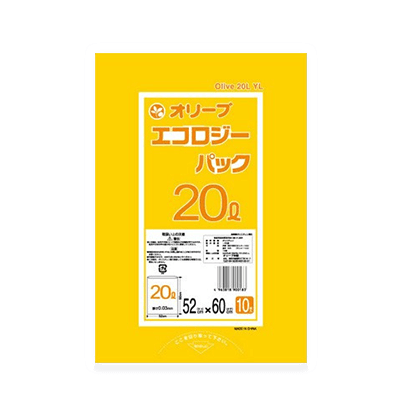 オリーブ本舗オリジナル【オリーブ エコロジーパック0.03mm 20Lゴミ袋】10枚