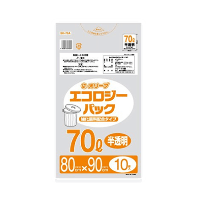 オリーブ本舗オリジナル【オリーブ エコロジーパック0.025mm 70Lゴミ袋】10枚