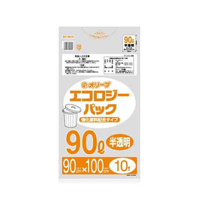 オリーブ本舗オリジナル【オリーブ エコロジーパック0.02mm 90Lゴミ袋】10枚