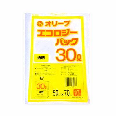 オリーブ本舗オリジナル【オリーブ エコロジーパック0.03mm 30Lゴミ袋】10枚