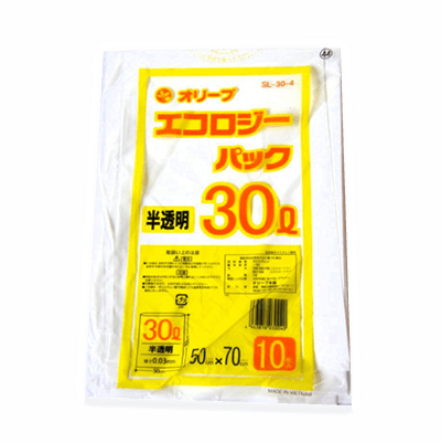 オリーブ本舗オリジナル【オリーブ エコロジーパック0.03mm 30Lゴミ袋】10枚