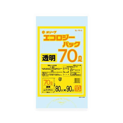 オリーブ本舗オリジナル【オリーブ エコロジーパック0.04mm 70Lゴミ袋】10枚