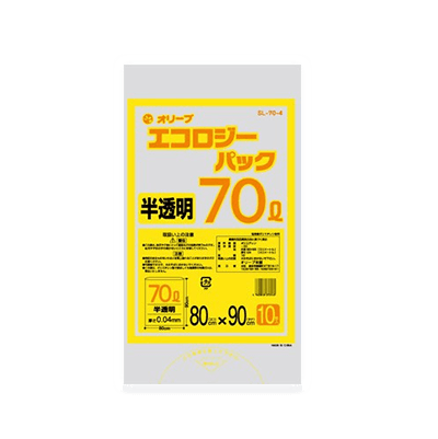 オリーブ本舗オリジナル【オリーブ エコロジーパック0.04mm 70Lゴミ袋】10枚