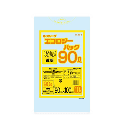 オリーブ本舗オリジナル【オリーブ エコロジーパック0.05mm 90Lゴミ袋】10枚